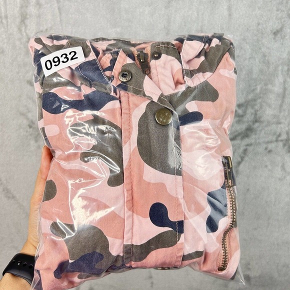 Forme Mode Jacket Womens Medium Pink Camouflage Long Sleeves Pockets Hooded - Picture 14 of 14